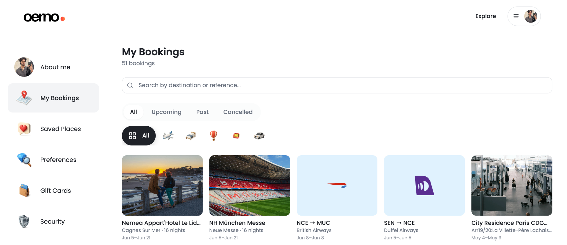 My bookings dashboard