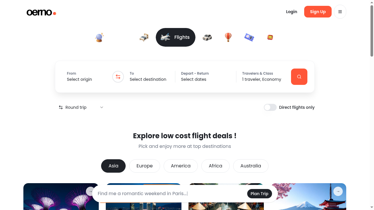 Flight search and booking