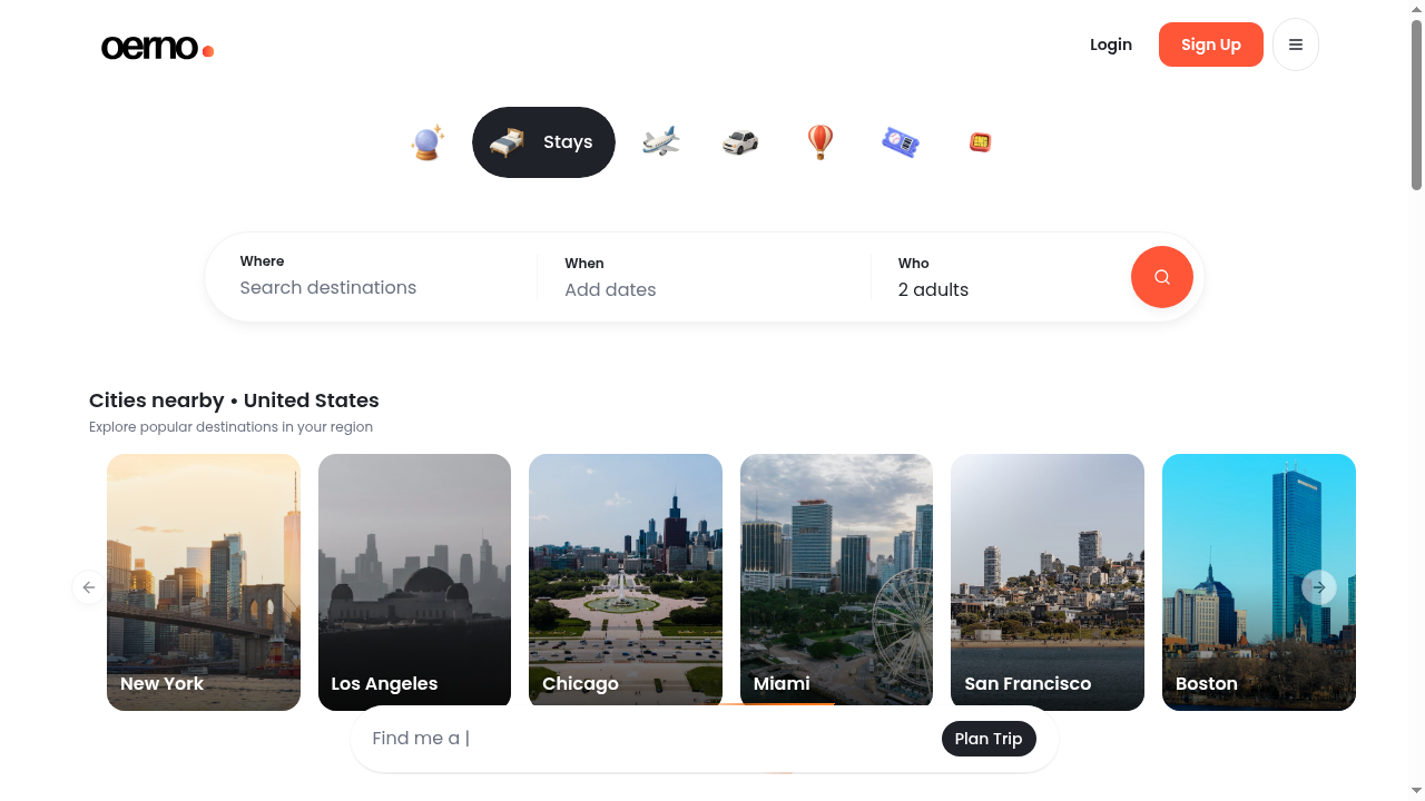 Stays search interface